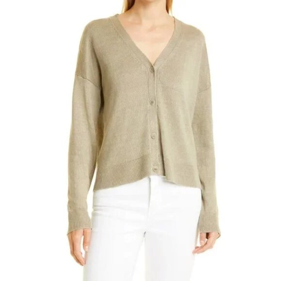 NWOT Jenni Kayne Linen Boyfriend Cardigan In Willow size M - Picture 2 of 13
